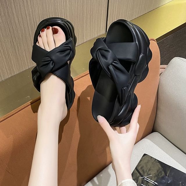 Platform Sandals Slide Criss Cross