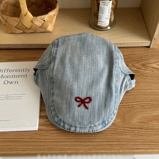 Denim Newsboy Cap Ribbon