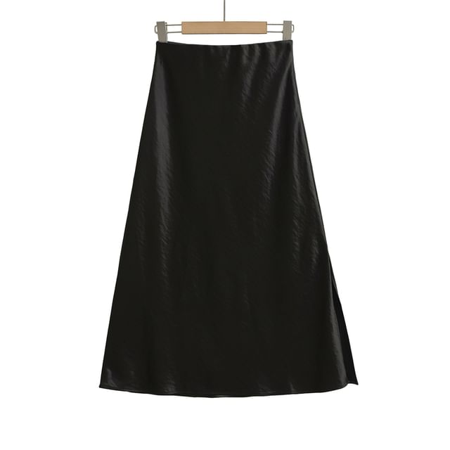 High-Rise Slit Maxi A-Line Skirt