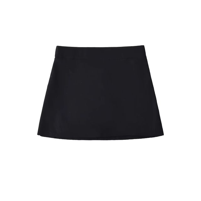 Soft Knit A-Line Mini Skirt in Solid Tone, Low Rise