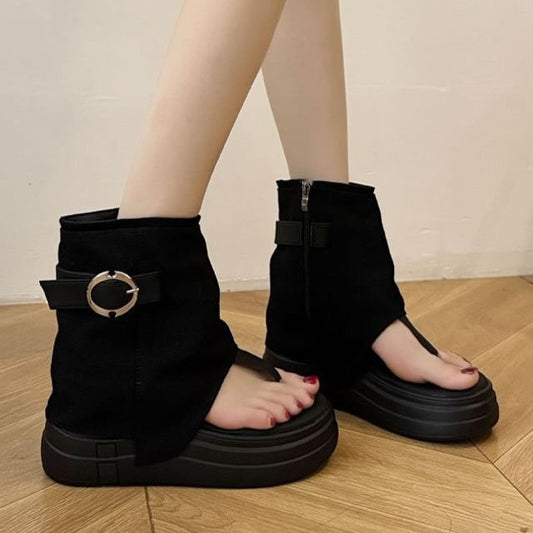 Boots Thong Platform Buckled