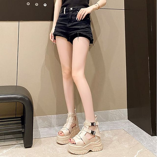 Platform Woven Buckled Sandals