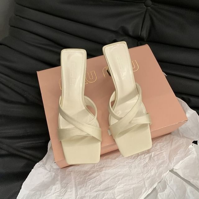 High Heel Square Toe Sandals