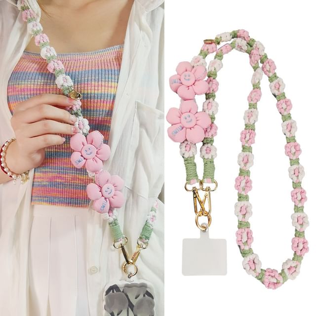 Phone with Pad Flower Lanyard