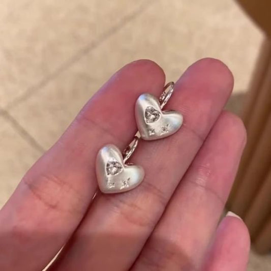 Earring Drop CZ Heart