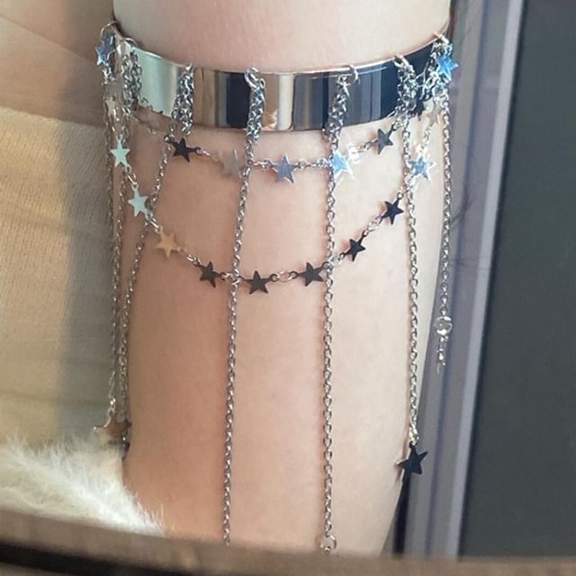 Fringed Bangle Chain Open Star