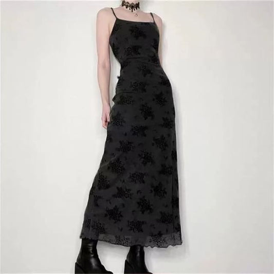 Dress Spaghetti A-Line Lace Maxi Strap
