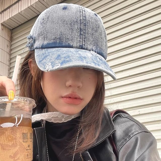 Cap Denim Baseball Distressed