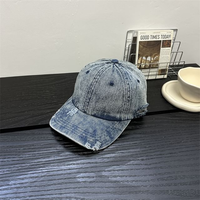 Cap Denim Baseball Distressed