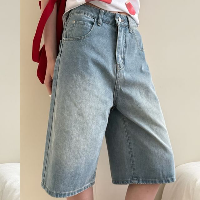 Waist Shorts Denim Leg Wide High