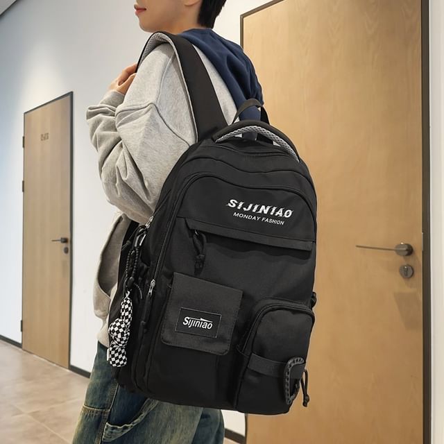 / Charm Bag Lettering Twisted Backpack Set