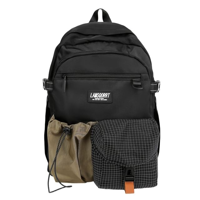 Contrast Backpack Lettering Pocket