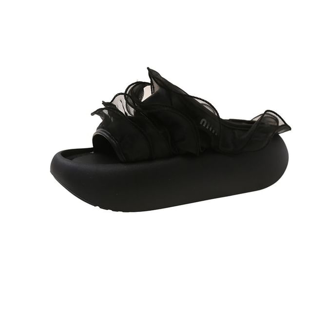 Slide Trim Ruffle Sandals Platform
