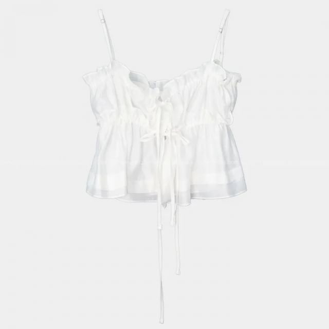 Ruffled Plain Tie-Front Cami Top