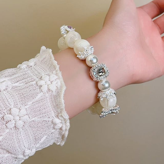 Bracelet Rhinestone Faux Beaded Pearl