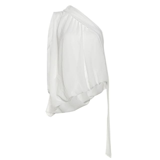 Plain One-Shoulder Relaxed-Fit Tank Top