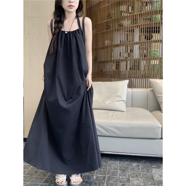 Print Neck Sleeveless Dress Maxi Halter