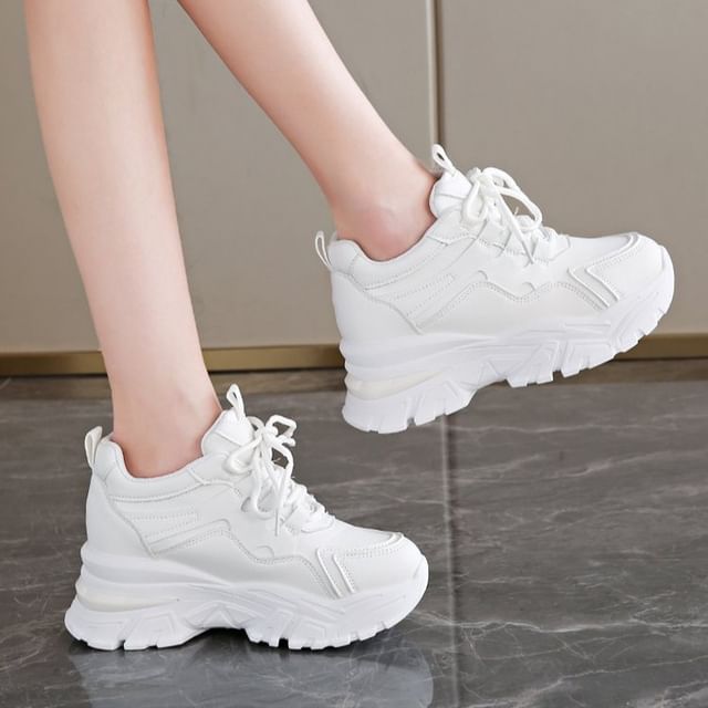 Wedge Platform Sneakers Panel Hidden