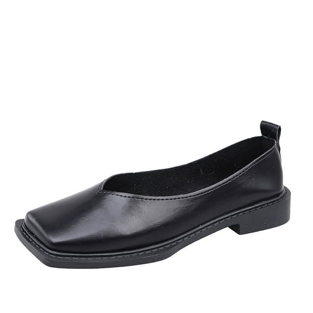 Toe Faux Flats Leather Square
