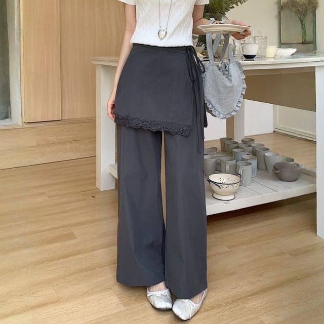 High Rise Overlay Wide Leg Cargo Pants
