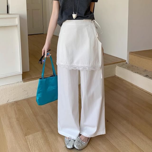 High Rise Overlay Wide Leg Cargo Pants