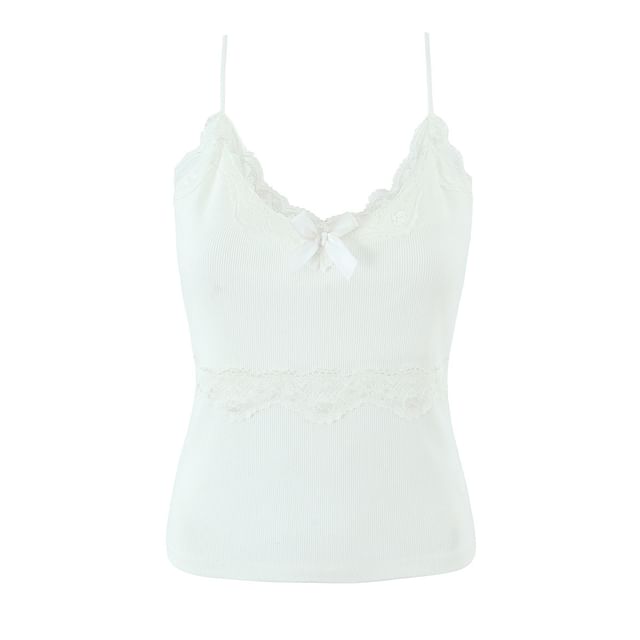 Plain V-Neck Cropped Camisole Top