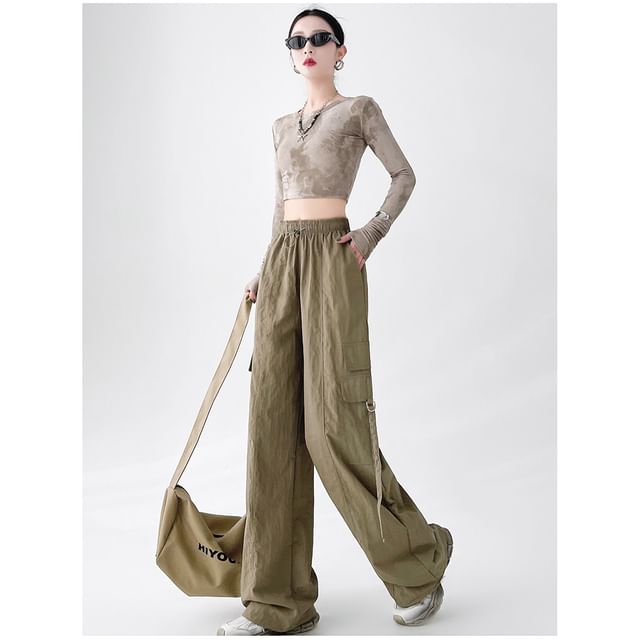 Elastic Waist Plain Baggy Cargo Pants (Various Designs)
