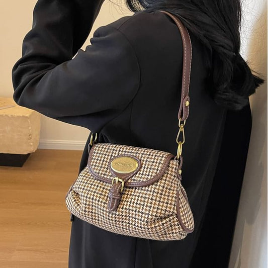 Crossbody Buckled Bag Faux Flap Leather