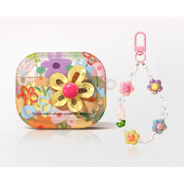 Floral Apple AirPods / Pro Earphone Case Skin with Charm / Strap