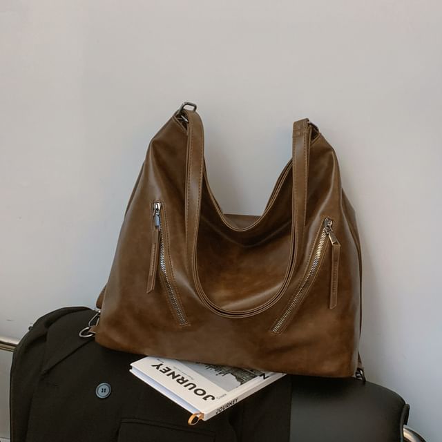 Backpack Leather Tote Faux Zip