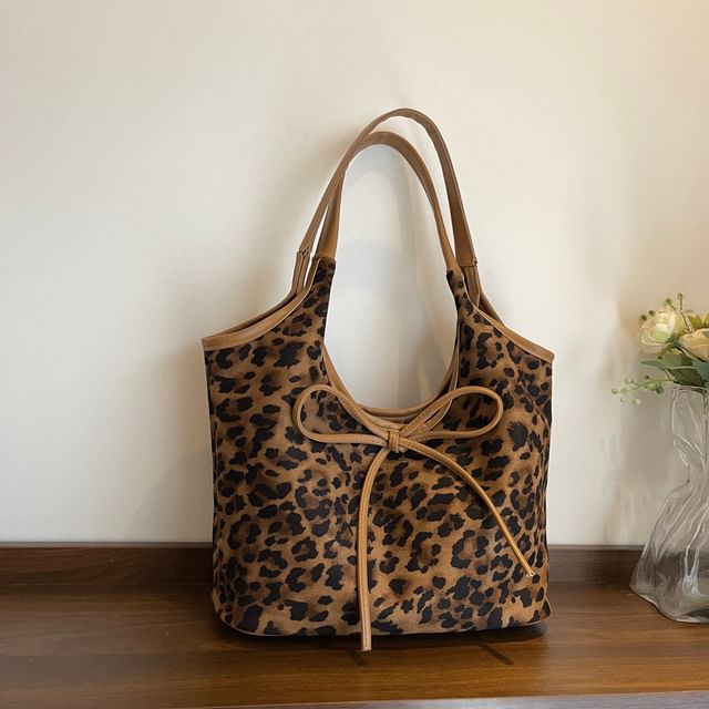 Bag Bow Leopard Print Tote