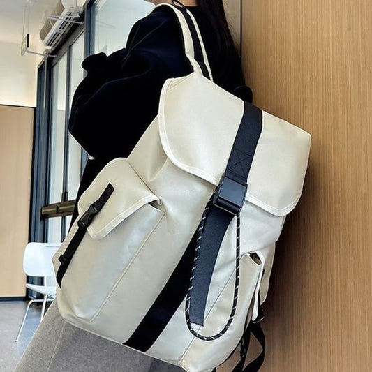 Nylon Drawstring Unisex Backpack Buckled Plain