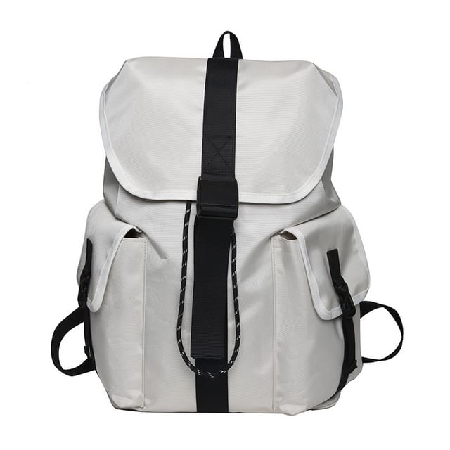 Nylon Drawstring Unisex Backpack Buckled Plain