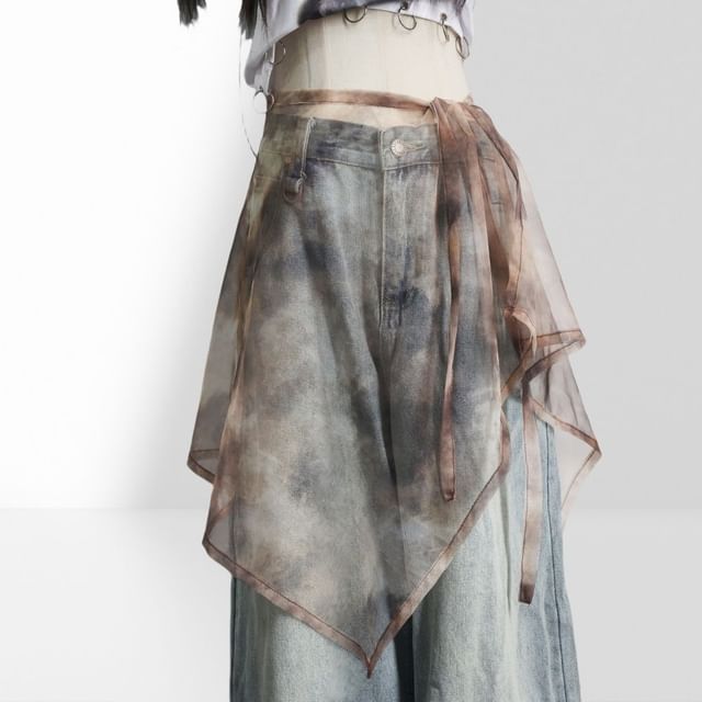 Tie-Dye Sheer Overlay Skirt