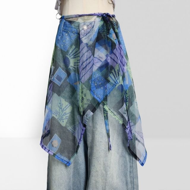 Tie-Dye Sheer Overlay Skirt