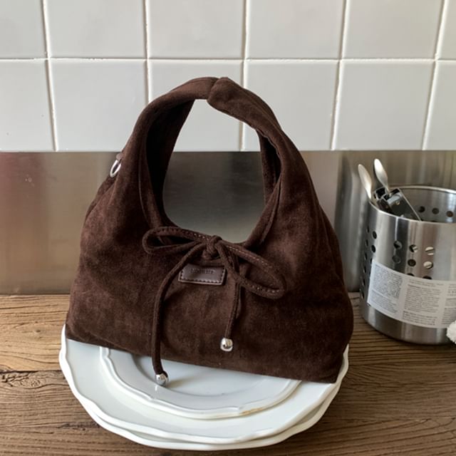 Faux Top Crossbody Handle Suede Plain Bag