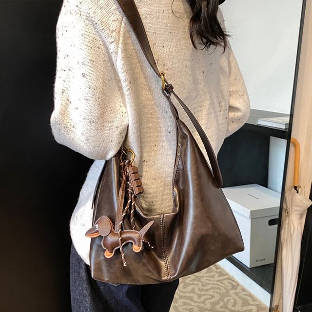 Faux Bag Plain Crossbody Charm Leather With