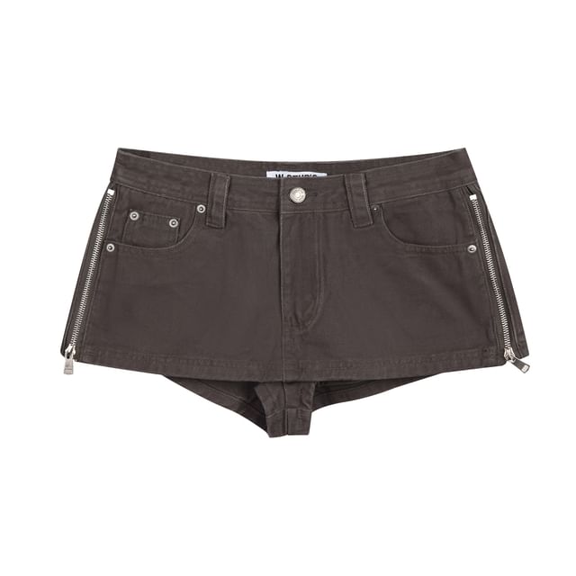 Mid Rise Washed Mini Denim Skort