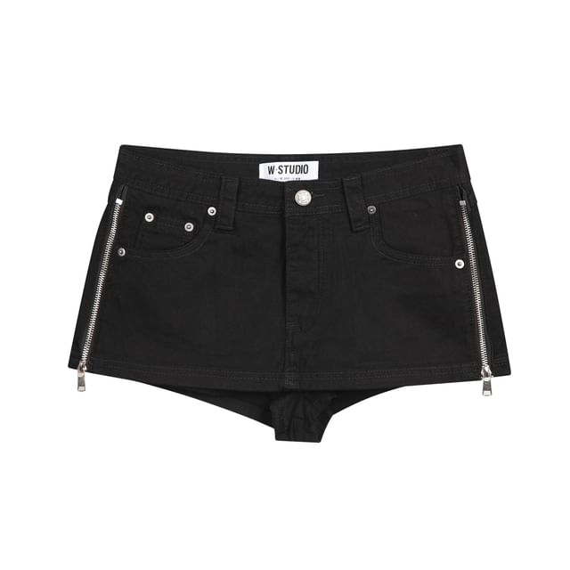 Mid Rise Washed Mini Denim Skort