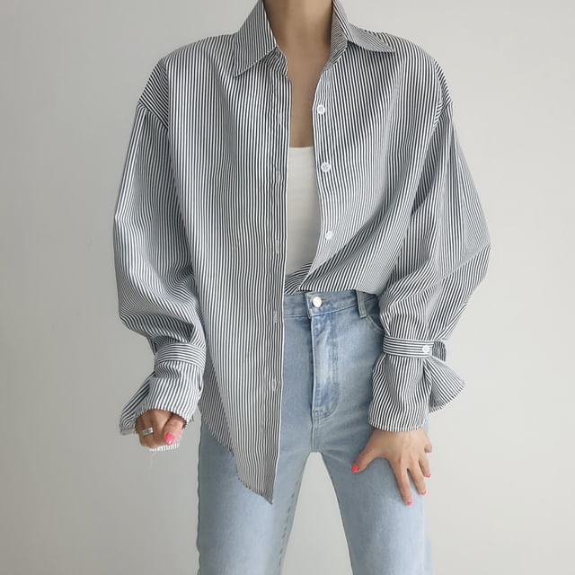 Striped Drop-Shoulder Sleeved Shirt