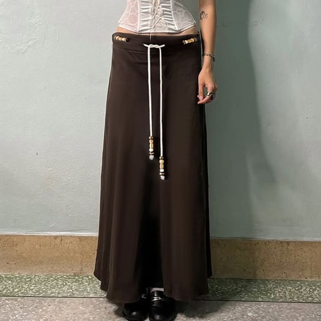 Low-Rise Beaded Maxi Skirt