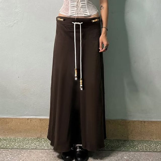 Low-Rise Beaded Maxi Skirt