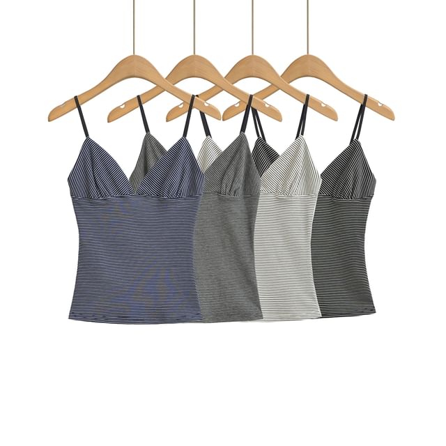 Striped V-Neck Spaghetti Strap Cami