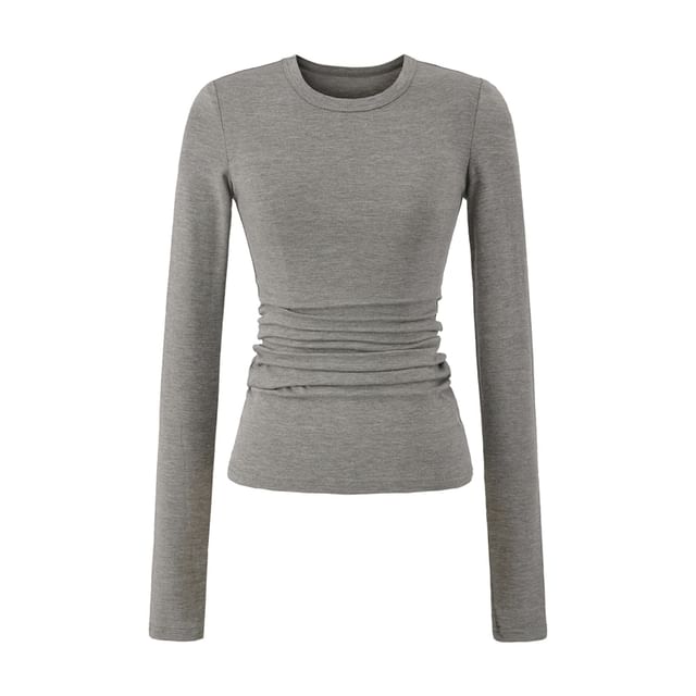 Plain Crewneck Long-Sleeved Tee