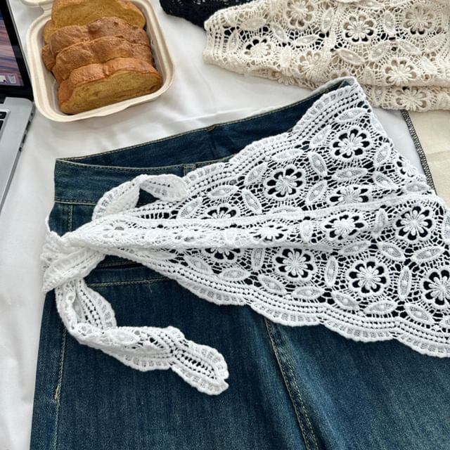 Crochet Knit Decorative Hem Wrap Skirt