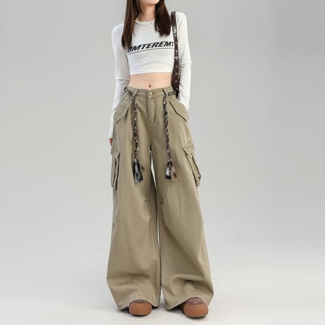 Mid Rise Plain Baggy Cargo Pants (Various Designs)