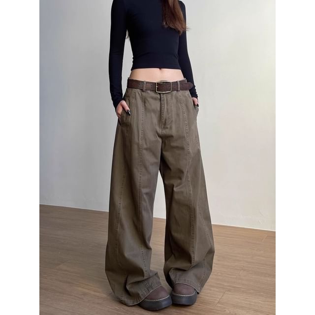 Low Rise Plain Baggy Cargo Pants