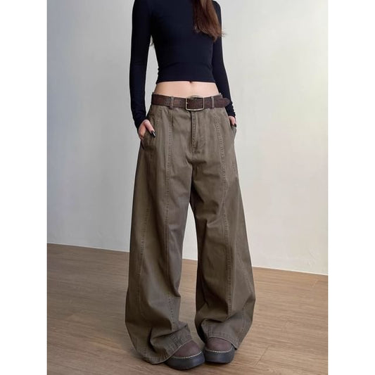 Low Rise Plain Baggy Cargo Pants
