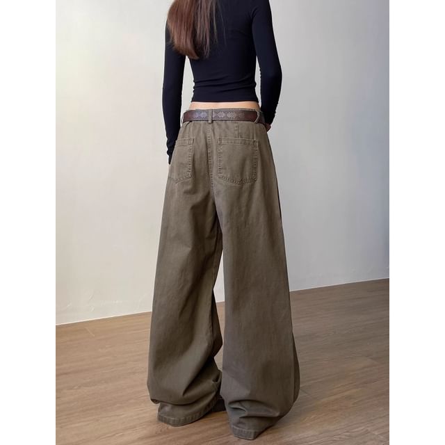 Low Rise Plain Baggy Cargo Pants