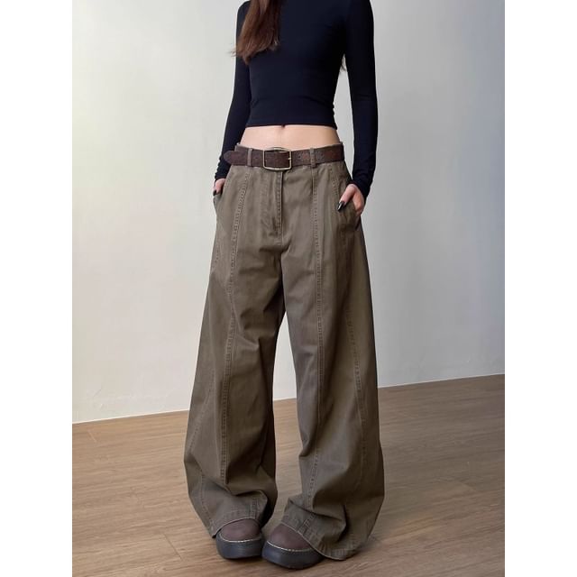 Low Rise Plain Baggy Cargo Pants